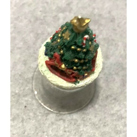 Christmas Tree Bell Glass Dome Teddy Bear Hanging - Picture 4 of 5